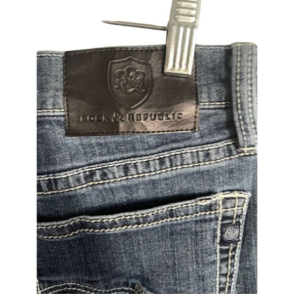 Rock & Republic Mens Dark-Wash Mid-Rise Relaxed Straight-Leg Jeans Size 34x34 - Picture 7 of 11